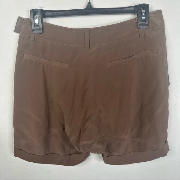 Brochu Walker Size P (XS/S) 100% Silk Brown Cuffed Mini Shorts - Picture 9 of 11